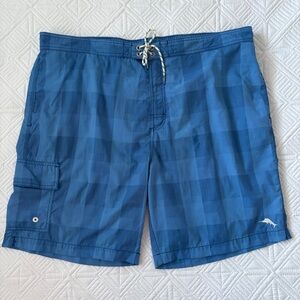 Tommy Bahama Relax Board Shorts Lining & Pockets Blue Buffalo Check Size XXL